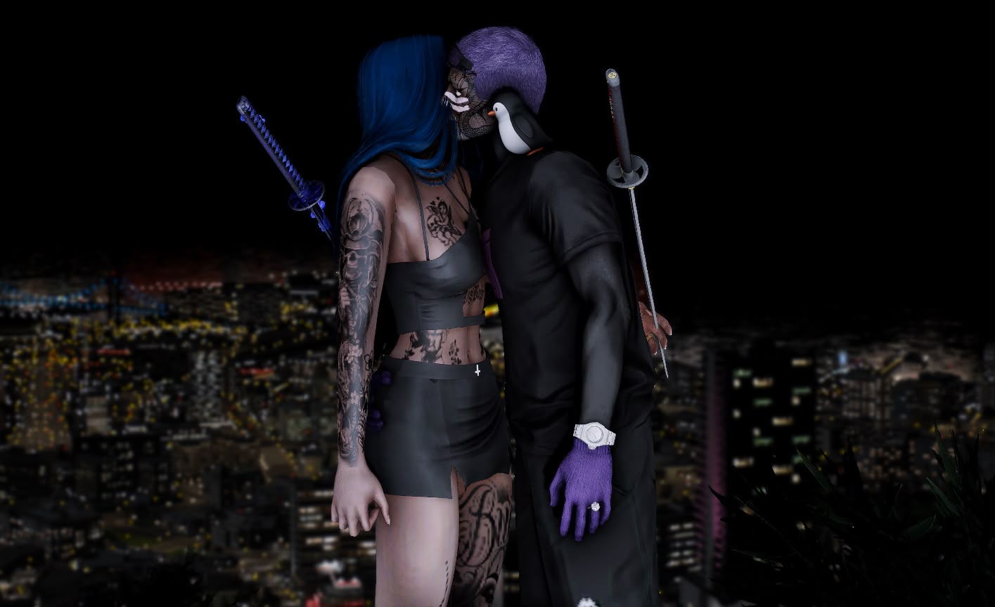 Beijo dos personagens do casal